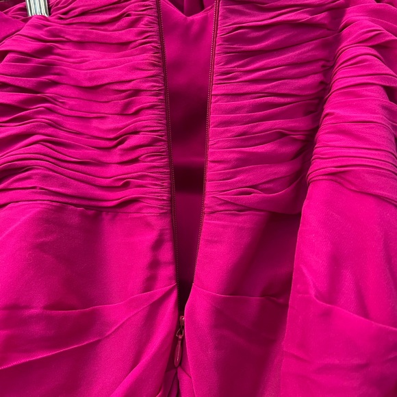 Marchesa Strapless Fuchsia silk mini cocktail Dress Sz S great condition - Picture 4 of 8